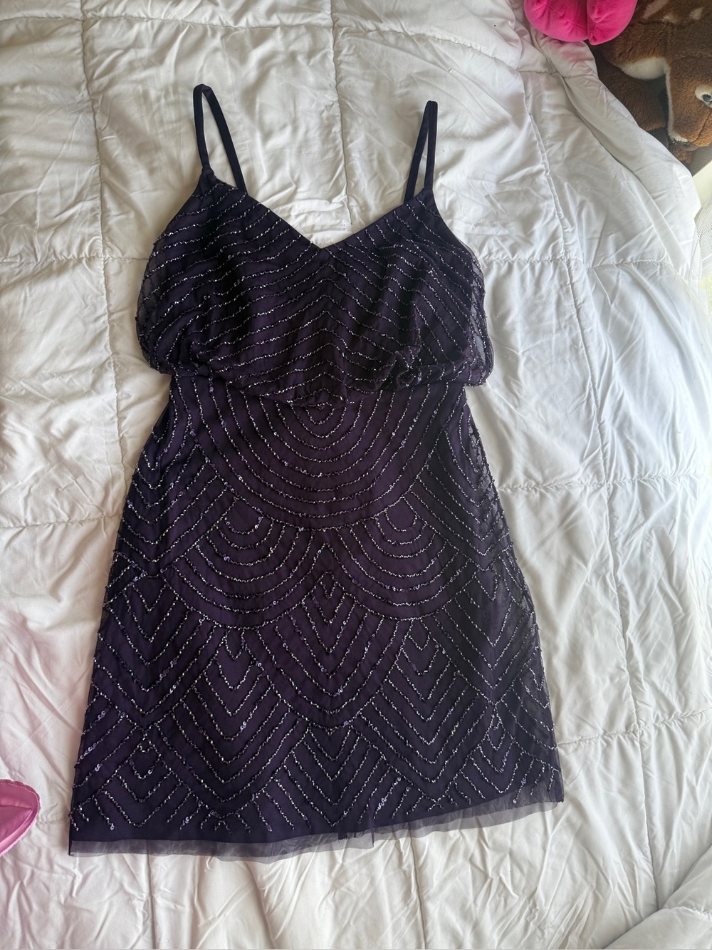 Adrianna Papell purple Sequin Strap Mini Dress